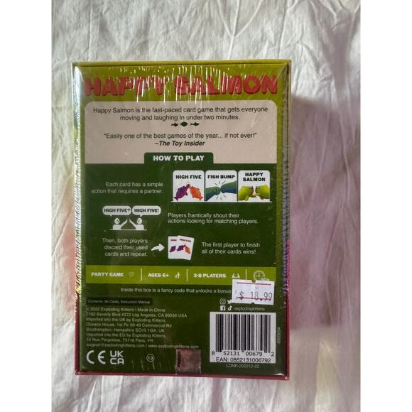 NEW Happy Salmon Fast Paced Funny Card Game Party Family Fun 6+ 3-8 Players - Picture 2 of 2